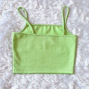 Tokyo Talkies Green Ribbed Crop Top