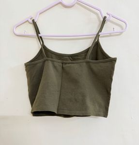 Olive Green Spaghetti Strap Crop Top