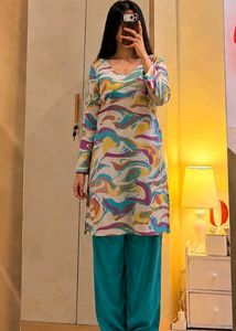 Vibrant Abstract Print Kurta Set