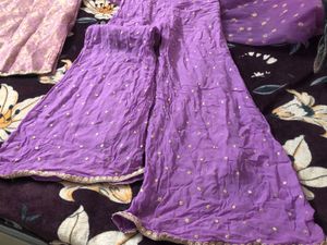 Embroidered Palazzo Pants Short Kurta With Duptta