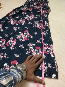 Navy Floral Print Maxi Dress
