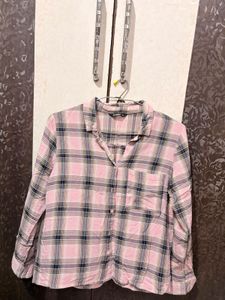 Pink Plaid Button-Up Shirt