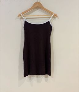 BERSHKA Brown Mini Slip Dress