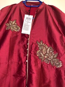 New Maroon Ethnic Long Kurti Zari Patch Work