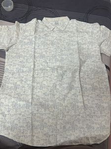 Men's White Printed Short Sleeve Shirt