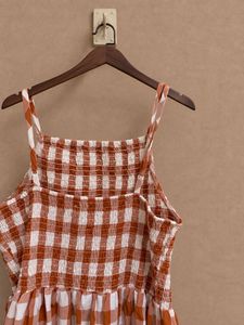 Rust Gingham Tiered Sundress