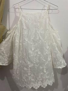 Boho Embroidered Cold Shoulder Dress