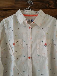 Cute Bow Print Button-Up Shirt
