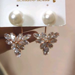 Pearl &amp; Crystal Flower Earrings