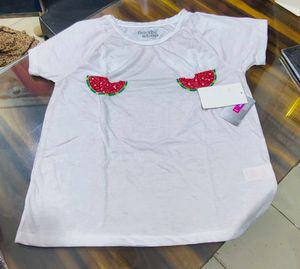 White T-Shirt with Watermelon Design