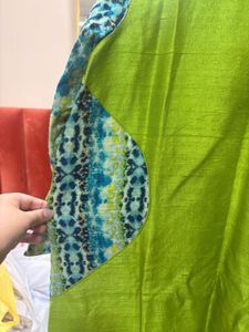 Vibrant Green Kurta with unique  Print Sleeves