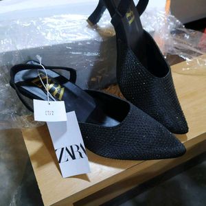 Zara Black Rhinestone Heels