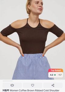 H&M Ribbed Cold Shoulder Top