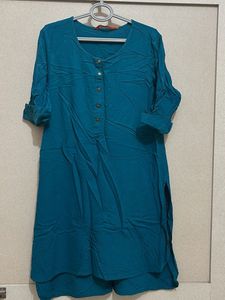 Teal Button-Down Tunic