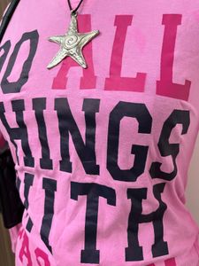Pink Graphic Print Hoodie T-Shirt
