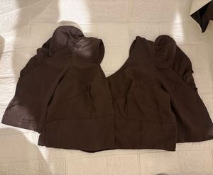 Brown Puff Sleeve Blouse