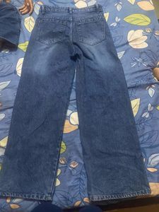 High-Waisted Wide-Leg Blue Jeans