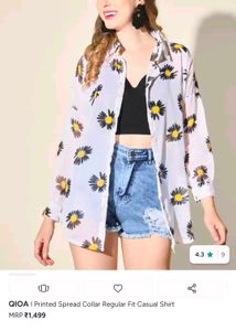 Daisy Print Sheer cute shirt(skirt available)