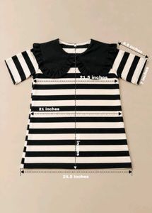 BLACK AND WHITE STRIPED TOP WITH RUFFLED COLLAR