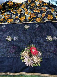 Elegant Floral Black Saree