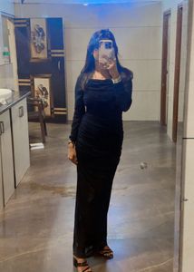 Black Off-Shoulder Ruched Maxi Dress