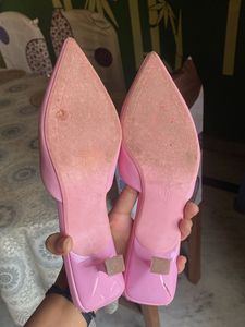 Pink Pointed Toe Heels with Embellishments