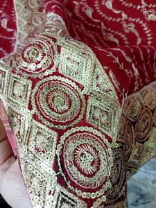 🌹Red &amp; Gold✨ Premium Embroidered Fabric
