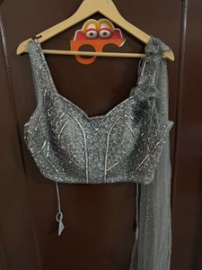 Sparkling Grey Festive Lehanga