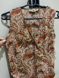 Paisley Print Ruched Top