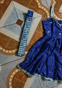 Vibrant Purple Layered Kurta Set with mirror dupat