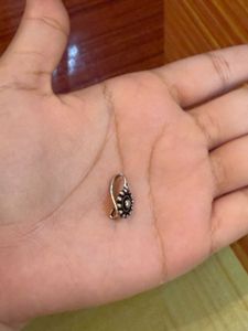 Oxidized Silver Flower Nose Pin