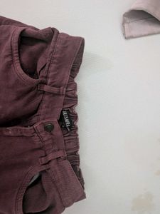 Stylish straight leg maroon jeans
