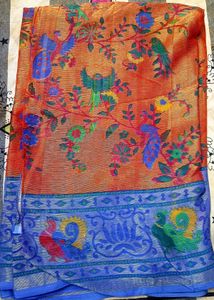 Vibrant Saree with Bird Motifs