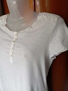 M&amp;S Striped Henley T-Shirt Dress