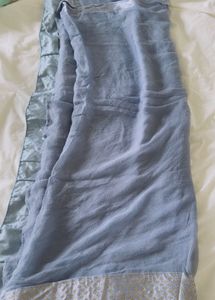 Brand new Sky Blue Cotton Saree with blous