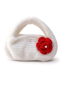 Handmade White Crochet Clutch with Rose