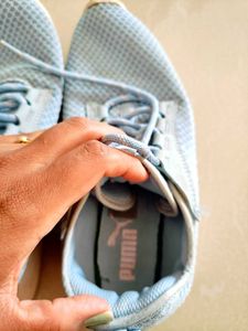 original Puma Blue Mesh Sneakers (used for trekkin