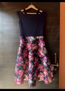 Navy Floral Fit &amp; Flare Dress