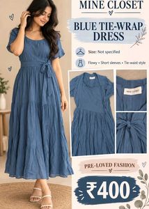 Blue Tie-Wrap Dress