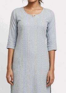 Stylish Grey Kurta with Embellishments