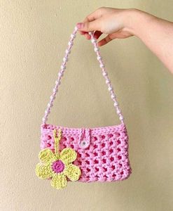 Heart-Shaped Crochet Tulip Bag