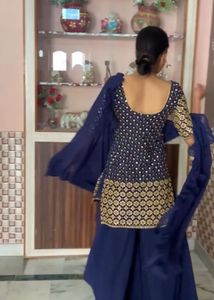 Elegant Blue Kurta Palazzo Set