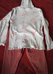 Floral Print Long Sleeve Top with pant for kids