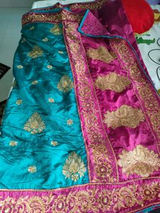 Heavy Bridal Saree With Stone And Embiodery Work