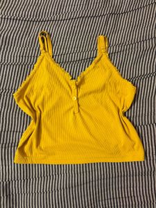 Yellow Spaghetti Strap Crop Top