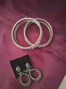 ✨️Combo deal ✨️ SILVER  Bangle &amp; Earring Set