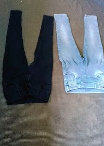 Set Of 2 Ladies Jeans Black And Gray