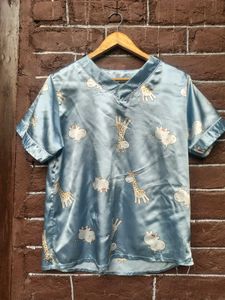 Cute Giraffe & Hippo Pajama Top