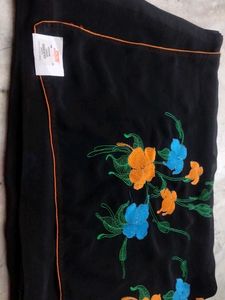 Embroidered Black Georgette Saree