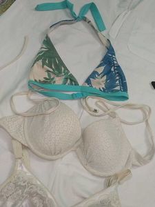 Combo  of 3 Bras - Bikini Top &amp; Two White Bra